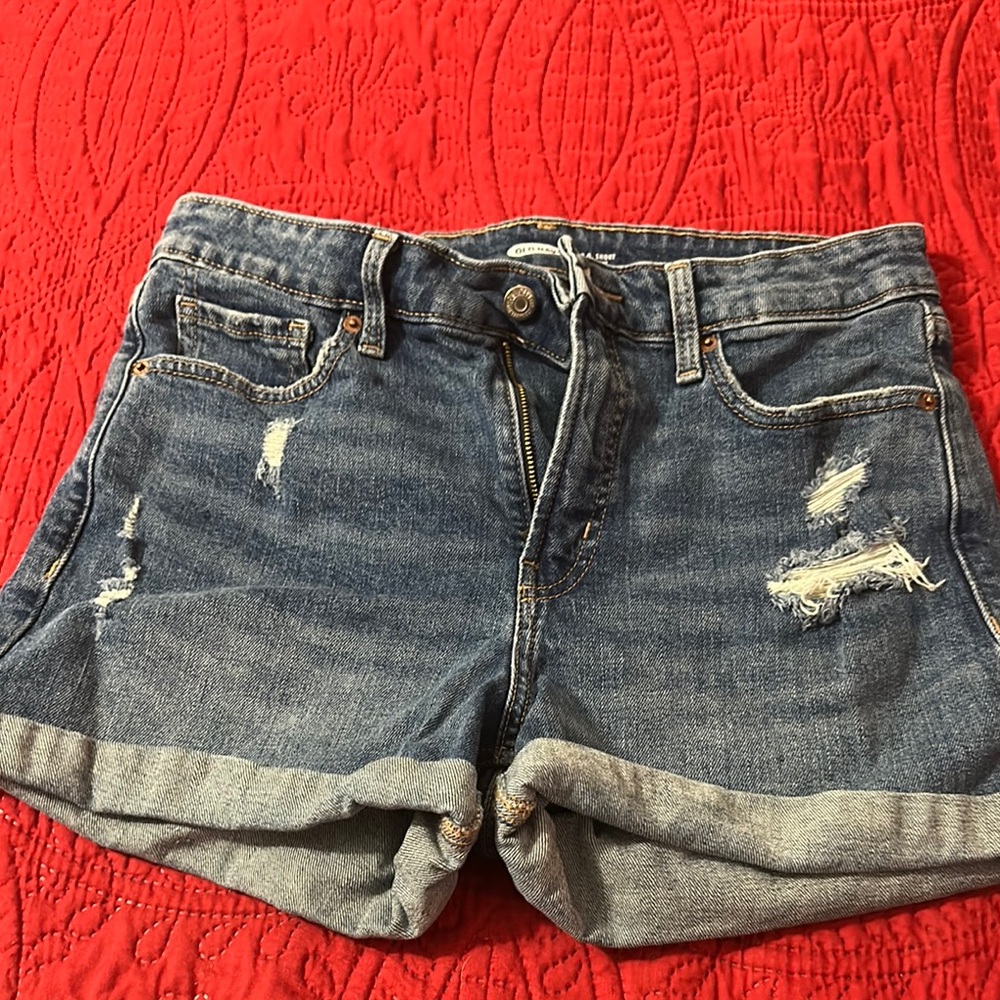 Old Navy O.G Blue Jean Shorts Distressed Mid-Rise